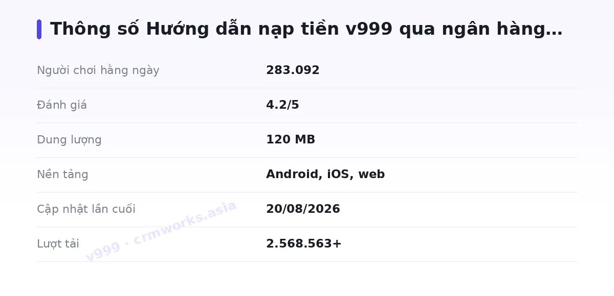 Bảng thông số v999