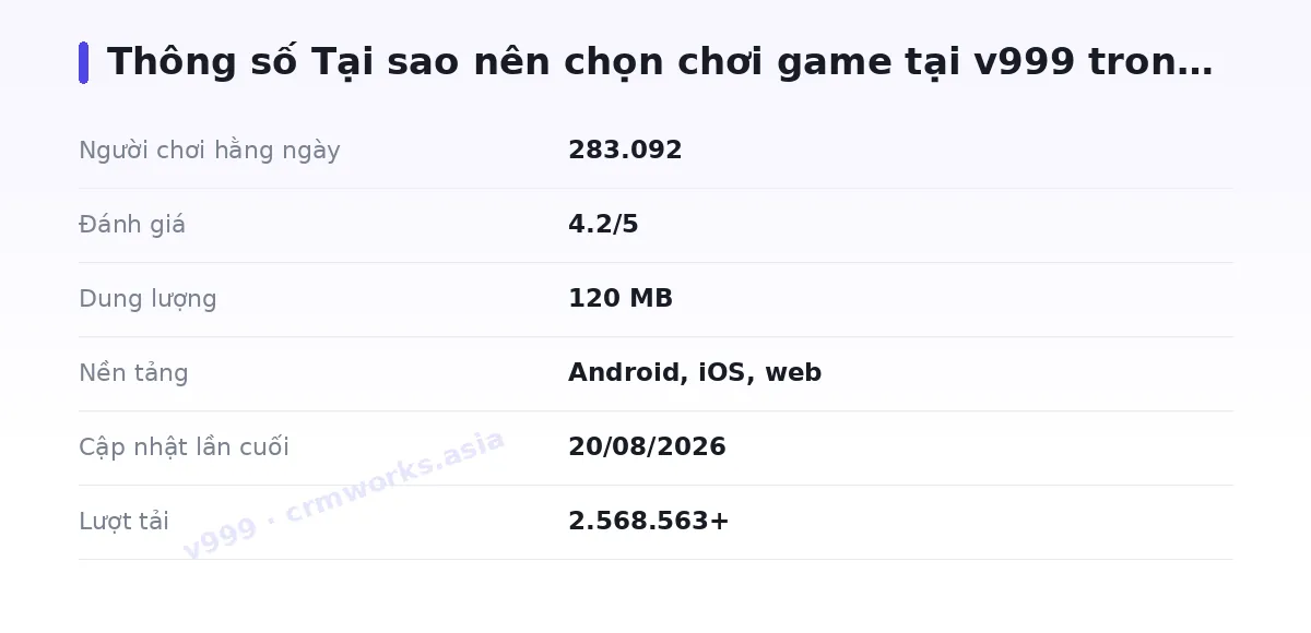 Bảng thông số v999