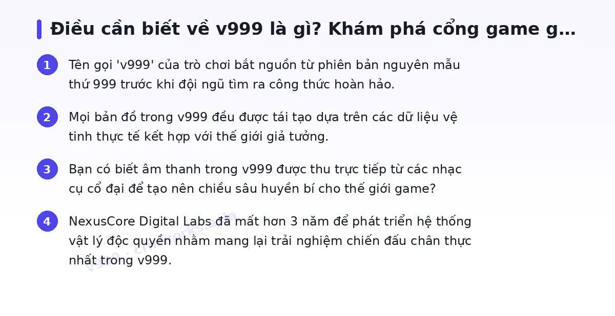 Những điều cần biết về v999